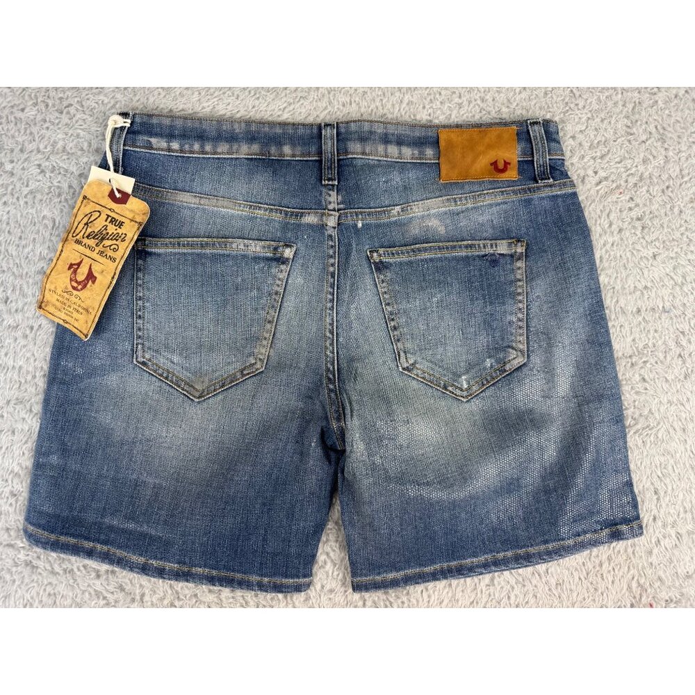 True Religion Womens Lauren Denim Shorts Size 28 Distressed Look Made In Italy N - Picture 2 of 16